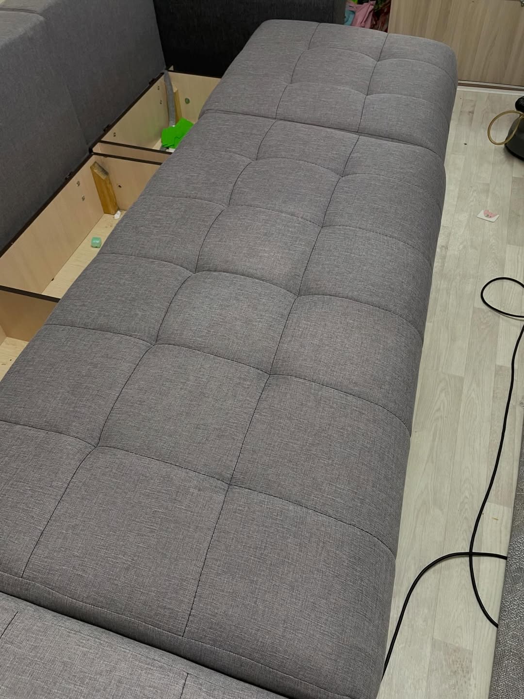 Grey sofa after Clean Fox dry cleaning